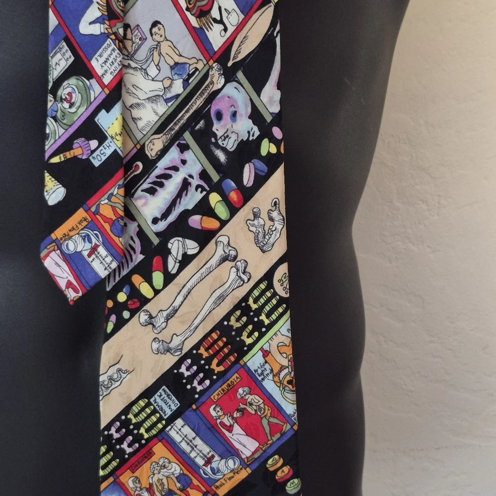 Vintage 90s Nicole Miller Medical Theme Tie
